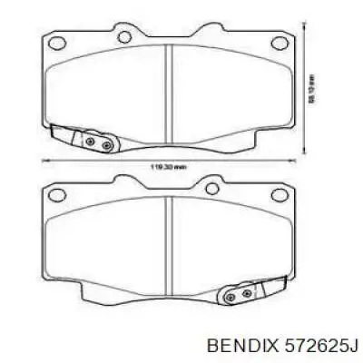 Передние тормозные колодки 572625J Jurid/Bendix