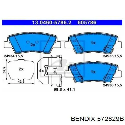 Задние тормозные колодки 572629B Jurid/Bendix