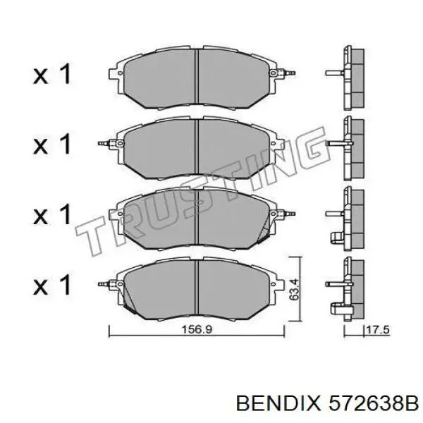 Передние тормозные колодки 572638B Jurid/Bendix