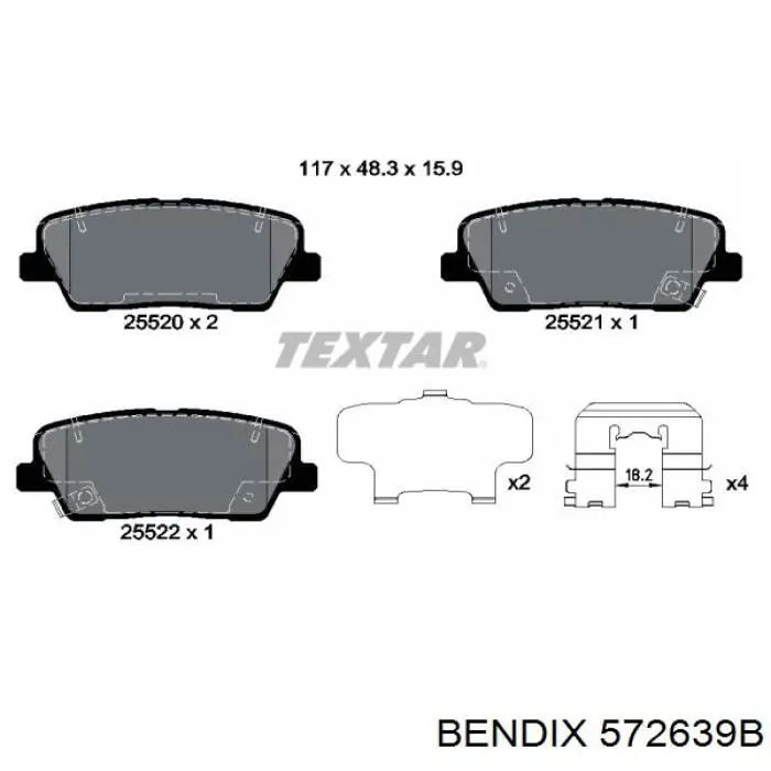 572639B Jurid/Bendix Колодки тормозные дисковые комплект
