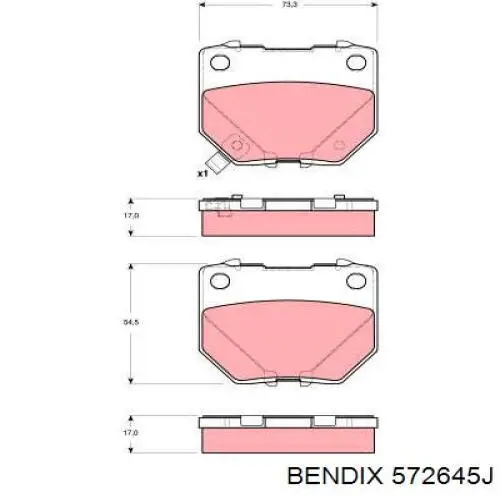 Задние тормозные колодки 572645J Jurid/Bendix
