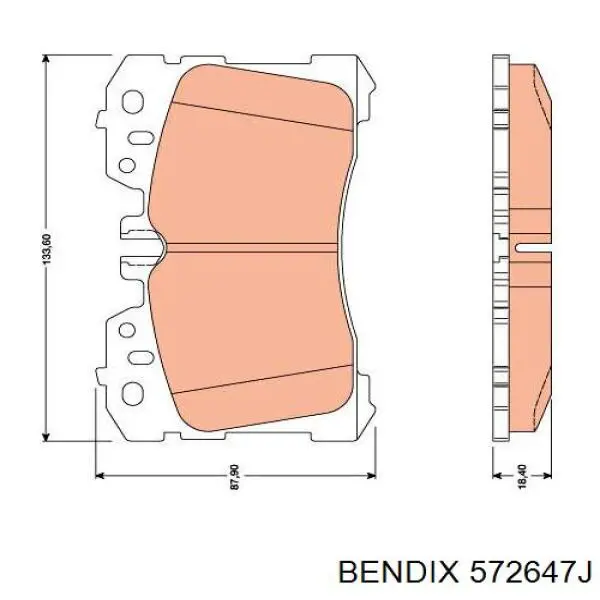Передние тормозные колодки 572647J Jurid/Bendix