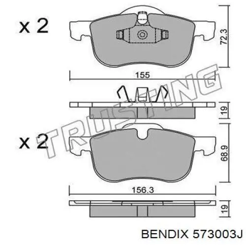 Тормозные колодки Jurid/Bendix 573003J