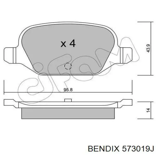 573019J Jurid/Bendix колодки тормозные задние дисковые