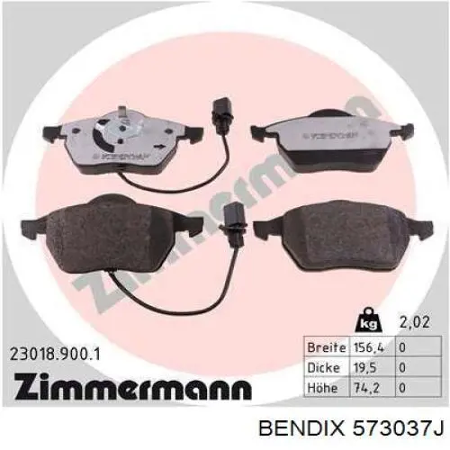 Передние тормозные колодки 573037J Jurid/Bendix