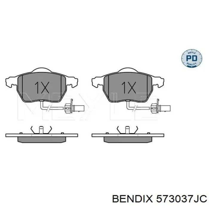Передние тормозные колодки 573037JC Jurid/Bendix