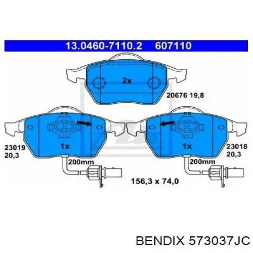 573037JC Jurid/Bendix Колодки передние