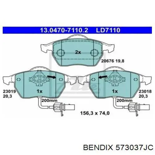 Колодки Jurid/Bendix 573037JC цена, от 30.89 USD