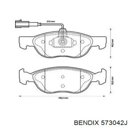 Передние тормозные колодки 573042J Jurid/Bendix