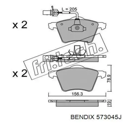 Передние тормозные колодки 573045J Jurid/Bendix