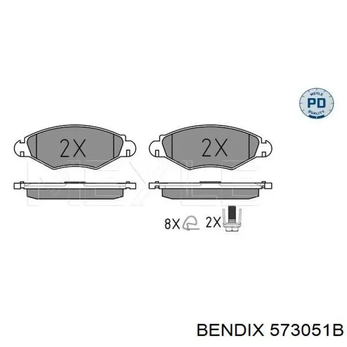 573051B Jurid/Bendix колодки тормозные передние дисковые