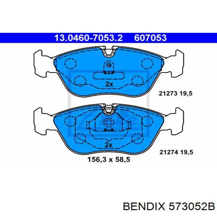 Передние тормозные колодки 573052B Jurid/Bendix