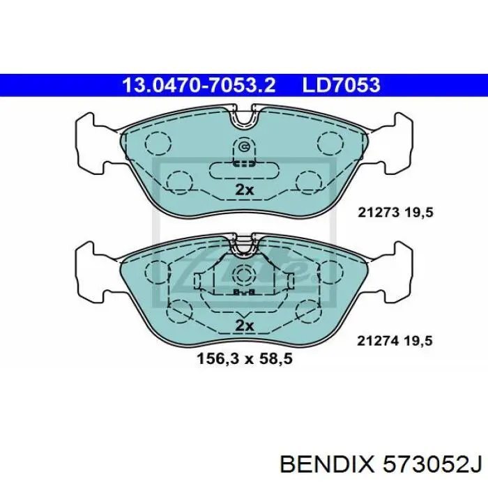 Передние тормозные колодки 573052J Jurid/Bendix