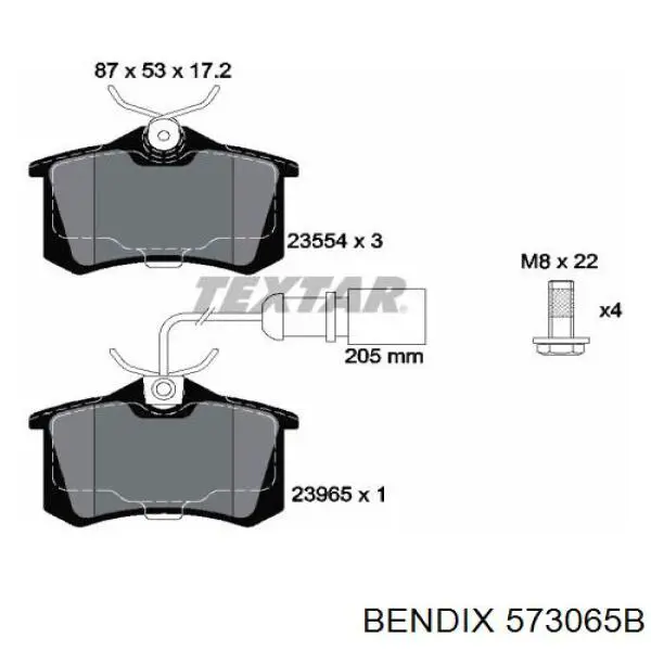 Задние тормозные колодки 573065B Jurid/Bendix