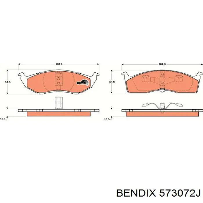 Тормозные колодки Jurid/Bendix 573072J