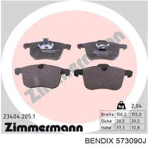 Тормозные колодки Jurid/Bendix 573090J