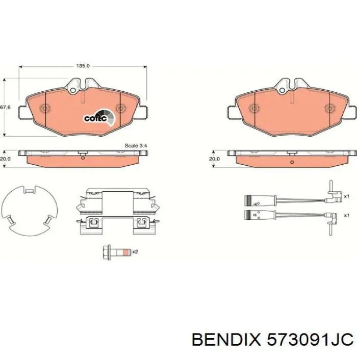 Тормозные колодки Jurid/Bendix 573091JC