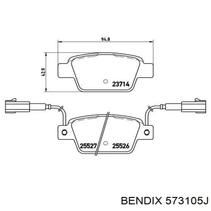Колодки гальмові задні, дискові 573105J Jurid/Bendix