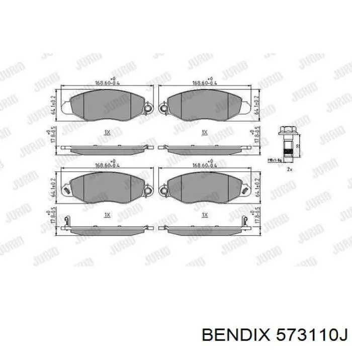 Передние тормозные колодки 573110J Jurid/Bendix