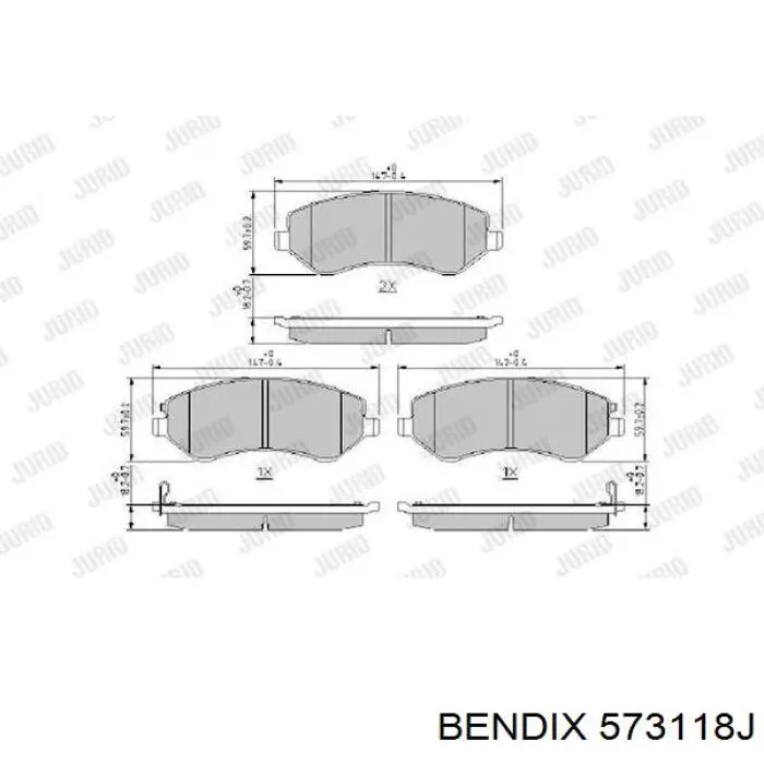 Передние тормозные колодки 573118J Jurid/Bendix