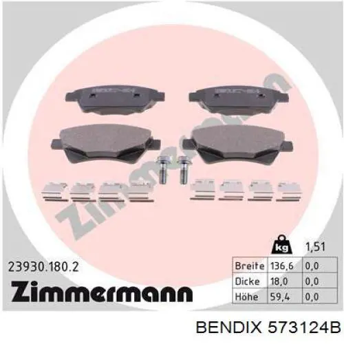 Купить 573124B Jurid/Bendix Колодки тормозные