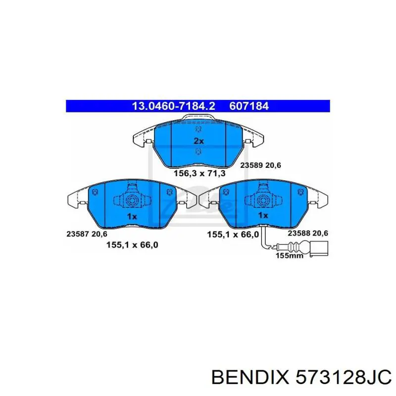 Передние тормозные колодки 573128JC Jurid/Bendix