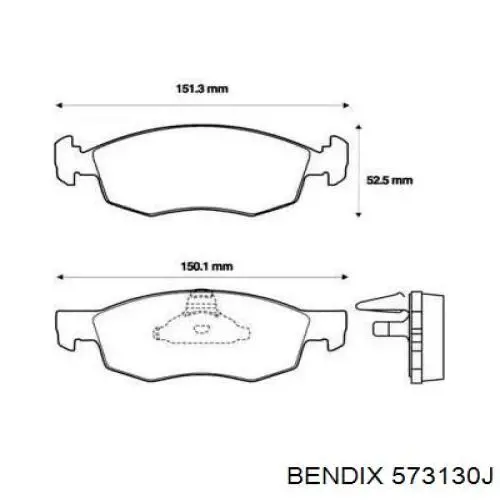 Передние тормозные колодки 573130J Jurid/Bendix