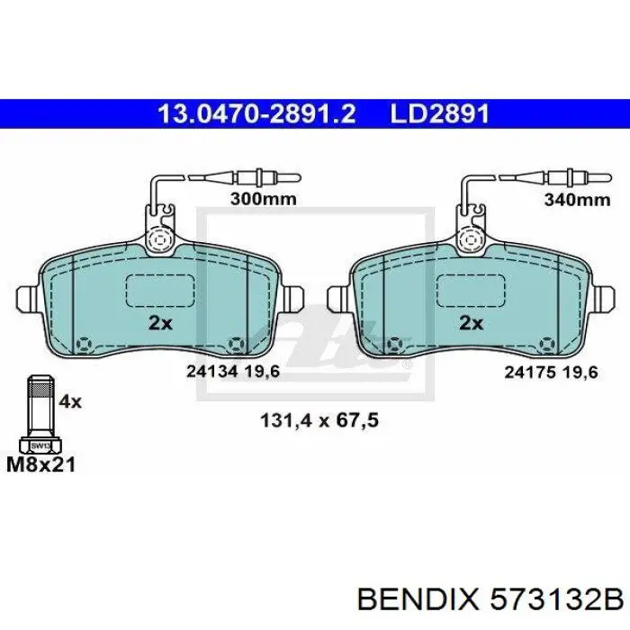 Купить 573132B Jurid/Bendix Колодки тормозные