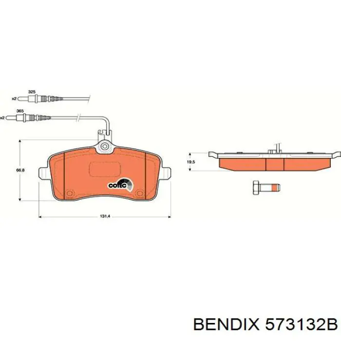 Передние тормозные колодки 573132B Jurid/Bendix