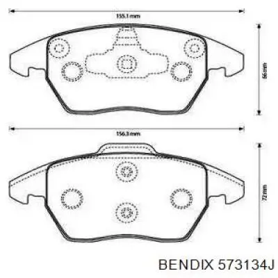 Передние тормозные колодки 573134J Jurid/Bendix