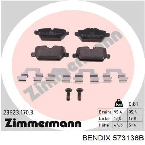 Задние тормозные колодки 573136B Jurid/Bendix