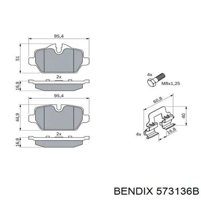 Задние дисковые колодки Jurid/Bendix 573136B