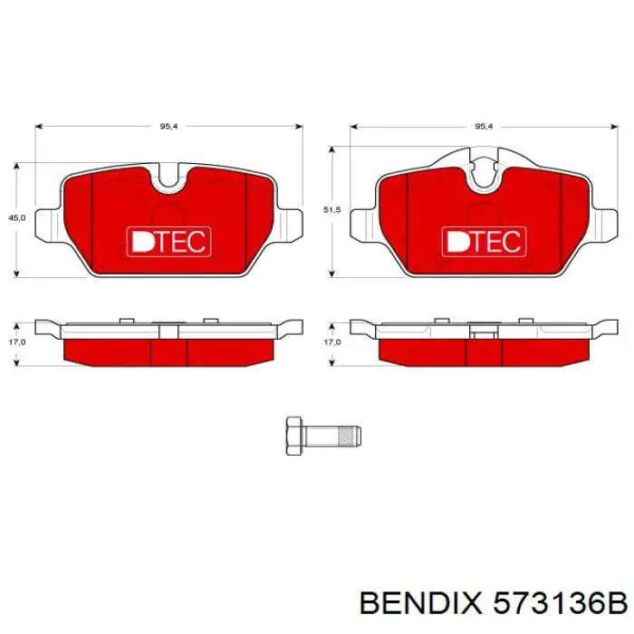 Задние тормозные колодки 573136B Jurid/Bendix