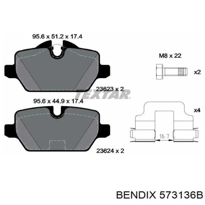 Колодки дисковые  Jurid/Bendix 573136B цена, от 23.54 USD