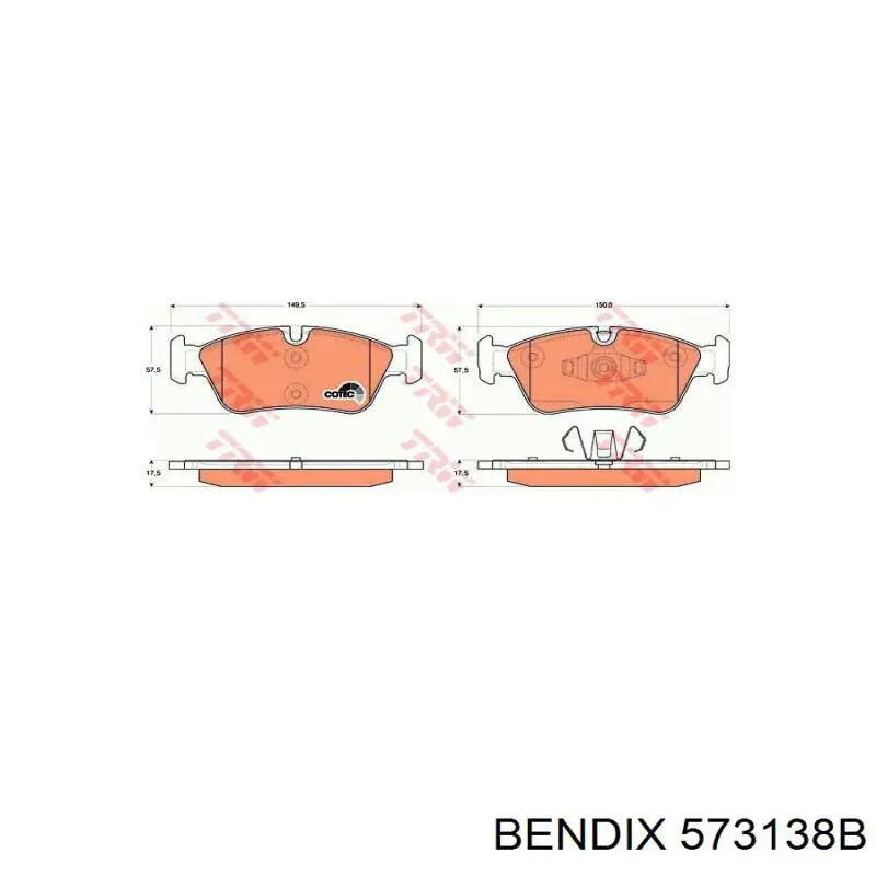 Тормозные колодки Jurid/Bendix 573138B