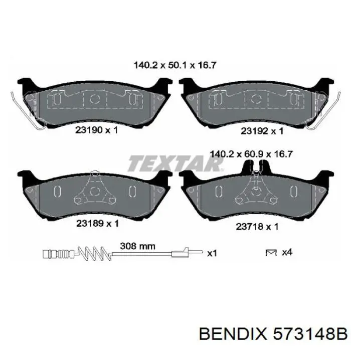 573148B Jurid/Bendix Колодки тормозные дисковые комплект
