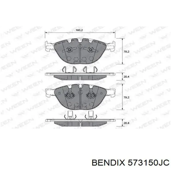 Тормозные колодки Jurid/Bendix 573150JC