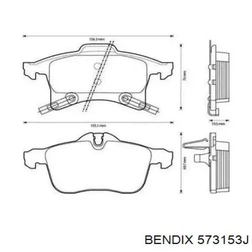573153J Jurid/Bendix передние тормозные колодки