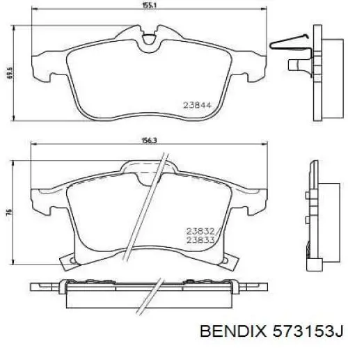 573153J Jurid/Bendix Колодки передние