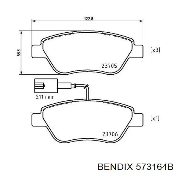 Передние тормозные колодки 573164B Jurid/Bendix