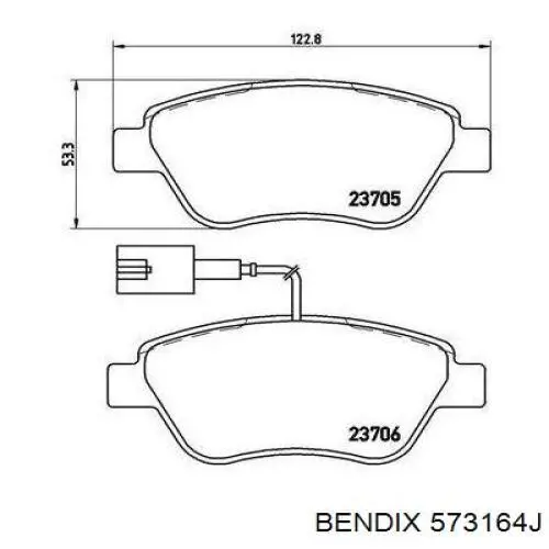 Тормозные колодки Jurid/Bendix 573164J