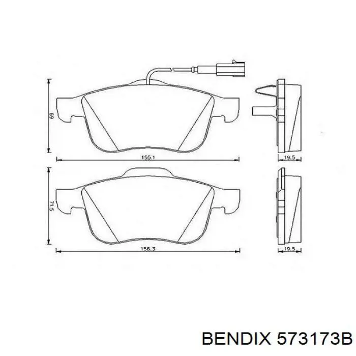 Передние тормозные колодки 573173B Jurid/Bendix