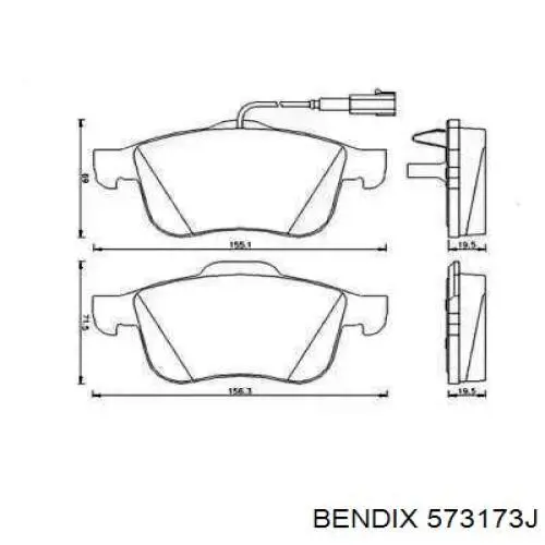 Передние тормозные колодки 573173J Jurid/Bendix