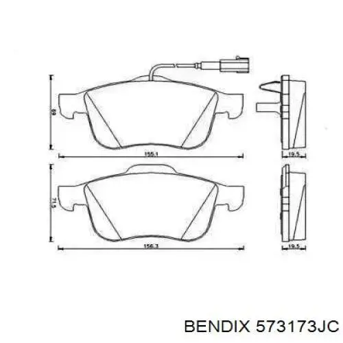 Передние тормозные колодки 573173JC Jurid/Bendix