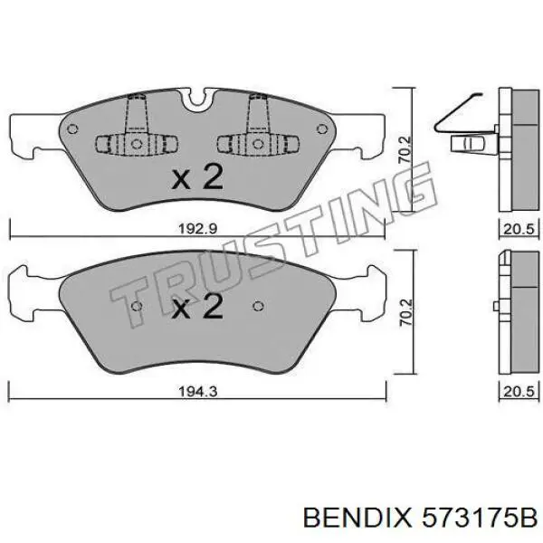 Передние тормозные колодки 573175B Jurid/Bendix