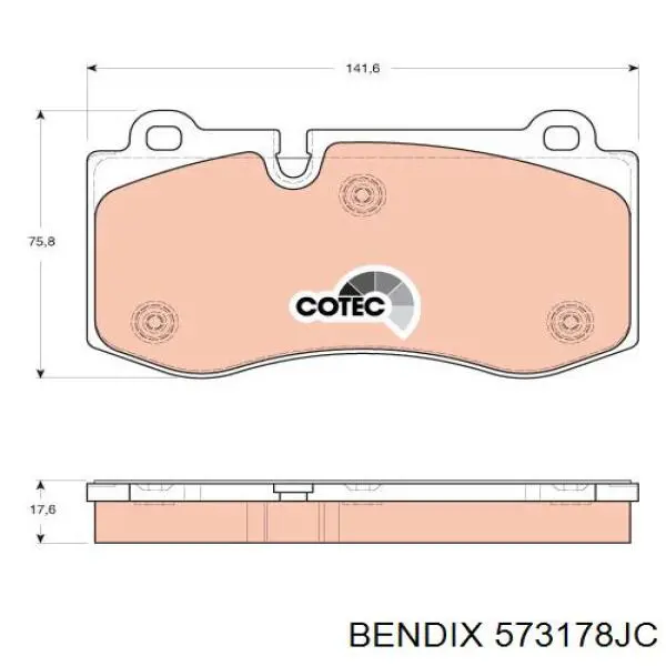 Передние тормозные колодки 573178JC Jurid/Bendix