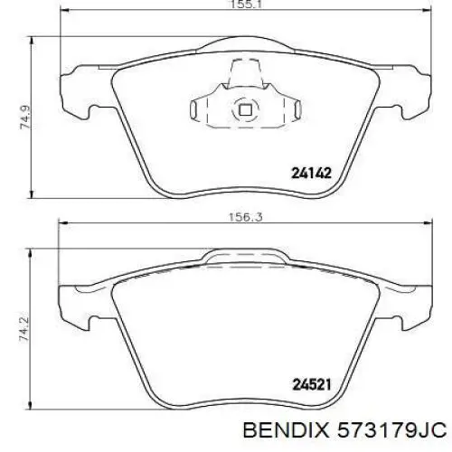 Передние тормозные колодки 573179JC Jurid/Bendix