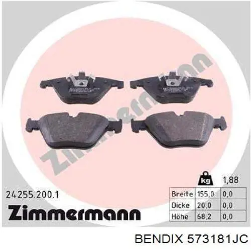 573181JC Jurid/Bendix Колодки передние
