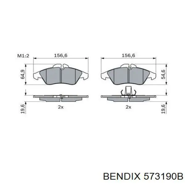 Передние тормозные колодки 573190B Jurid/Bendix