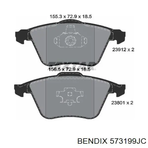 Передние тормозные колодки 573199JC Jurid/Bendix